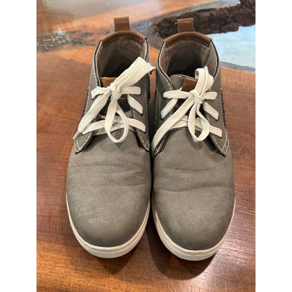 Men's Chukka Sneakers Gray Lace-Up Casual Shoes Size 10.5 Drexel Grey‎ Faux 2